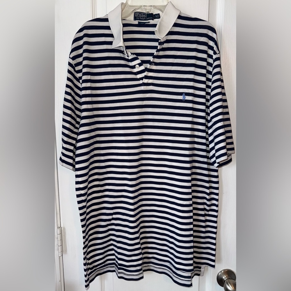Polo by Ralph Lauren Like-New Blue/White Men’s Striped Golf Shirt Size L
